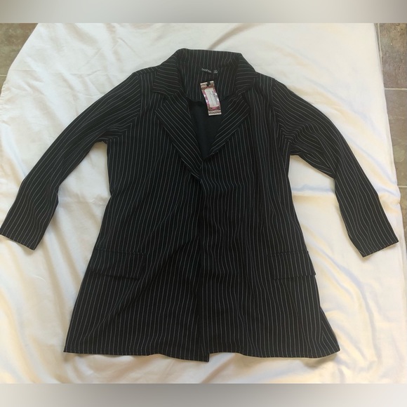 PINSTRIPE BELTED JACKET SIZE: 16 - Picture 1 of 12